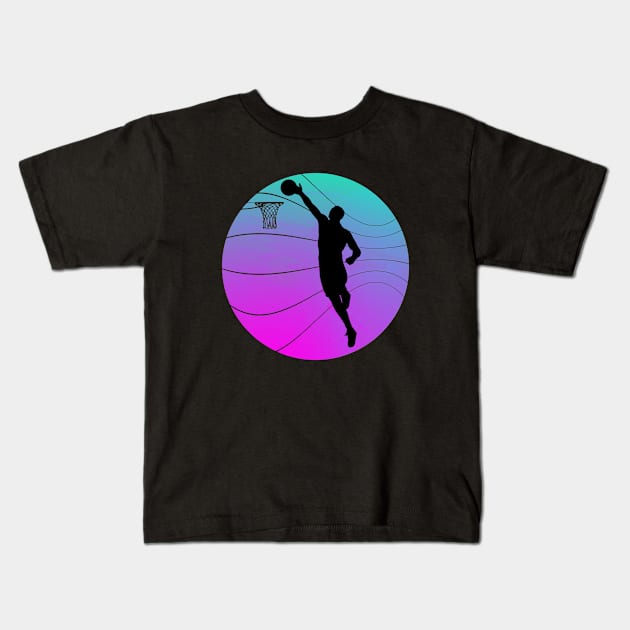 Basketball slam dunk retro vintage Kids T-Shirt by GameOn Gear